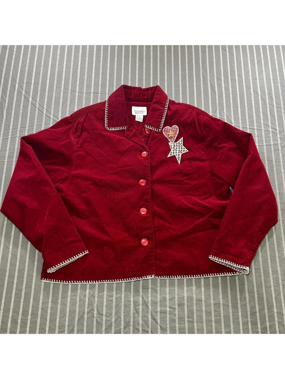 Christopher & Banks Courdoroy Jacket Star Patchwork Large